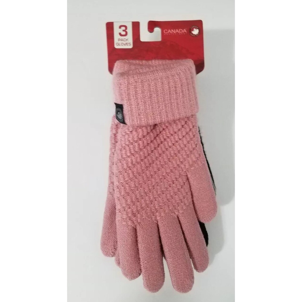 Canada Weather Gear Winter Gloves Women 3pack Pink Gray Black NEW